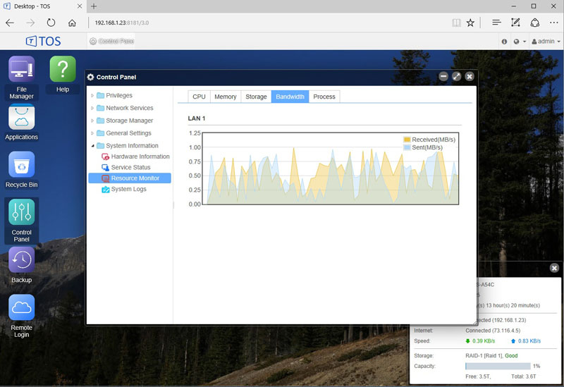 TerraMaster F2 220 Resource Monitor