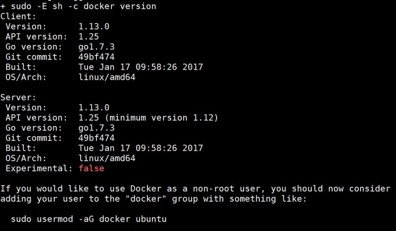 Install Docker 1.13 Screenshot