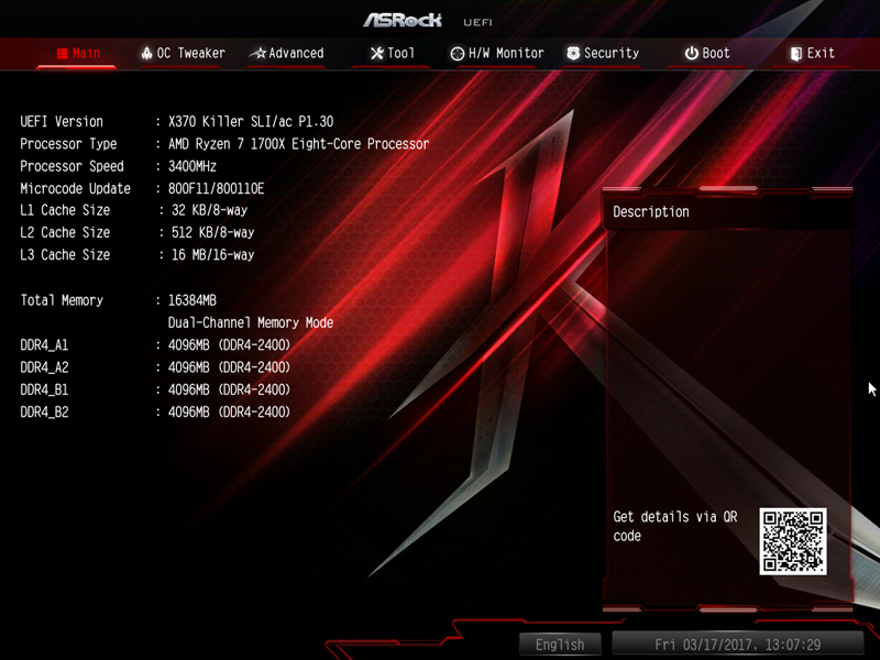 ASRock X370 KILLER SLIac BIOS 1