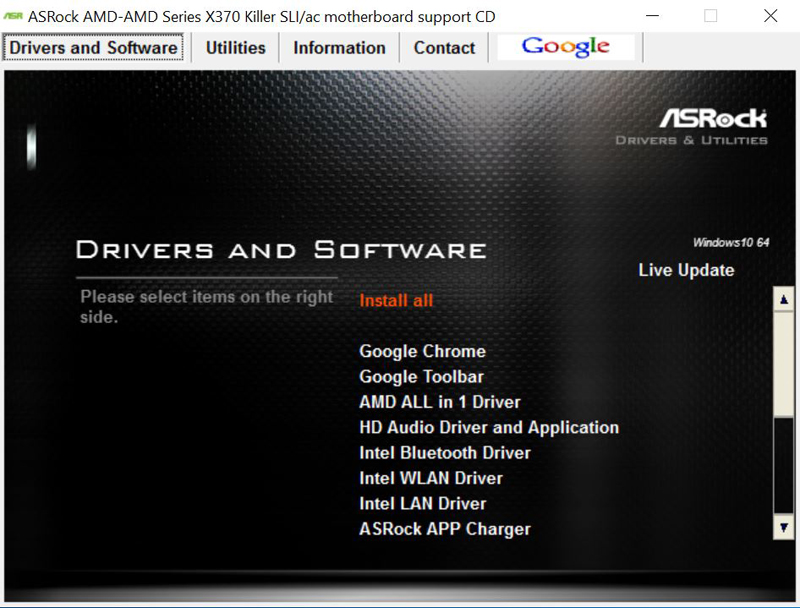 ASRock X370 KILLER SLIac Driver DVD 1