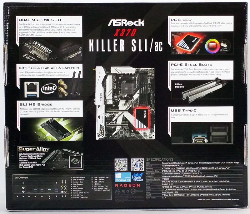 ASRock X370 KILLER SLIac Retail Box Back