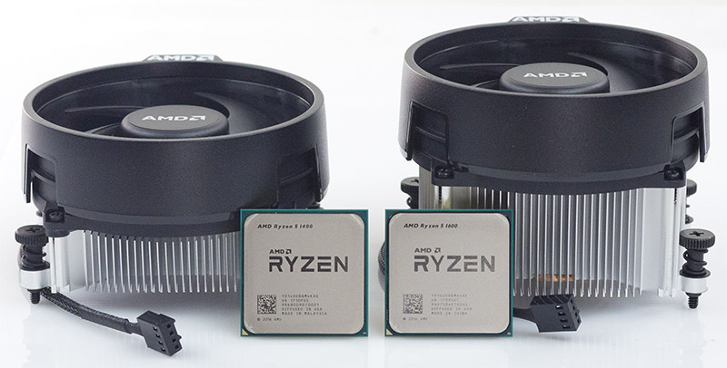 AMD Ryzen 5 1400 And 5 1600 Side By Side With Coolers