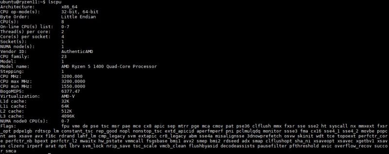 AMD Ryzen 5 1400 Lscpu