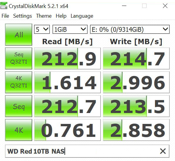 WD Red 10TB NAS CrystalDiskMark