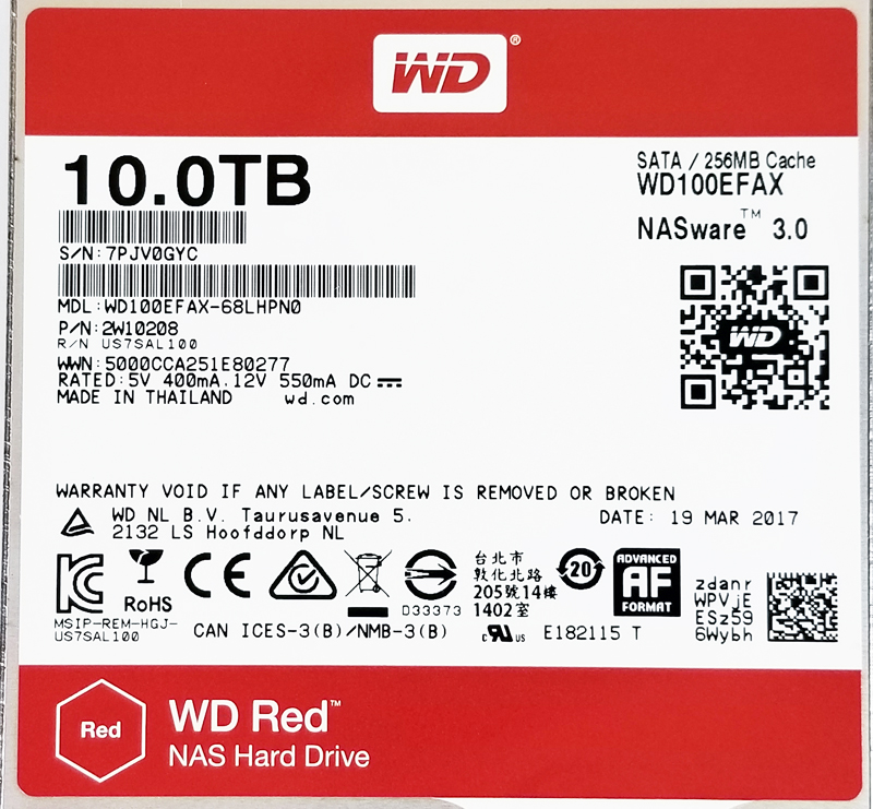 WD Red 10TB NAS Label