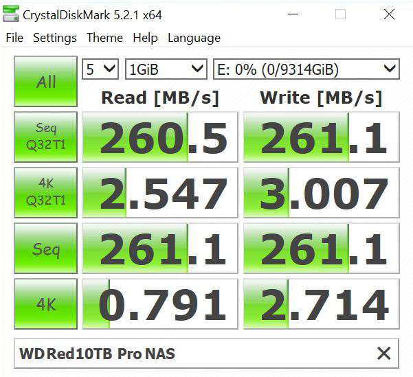 WD Red 10TB Pro NAS CrystalDiskMark