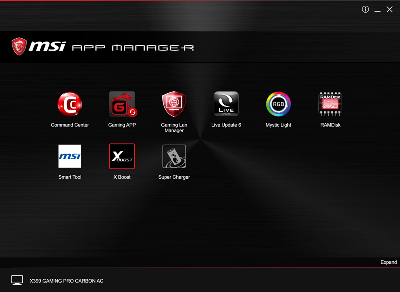 MSI X399 Gaming Pro Carbon AC Motherboard APP Manager