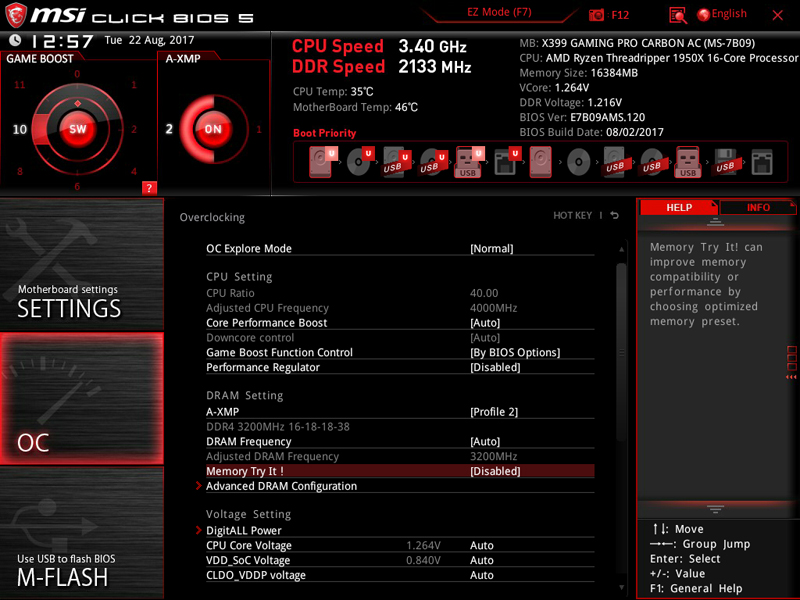 MSI X399 Gaming Pro Carbon AC Motherboard BIOS 3