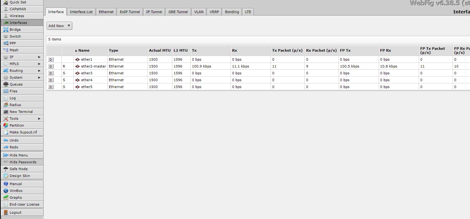 MikroTik RouterBoard Webfig