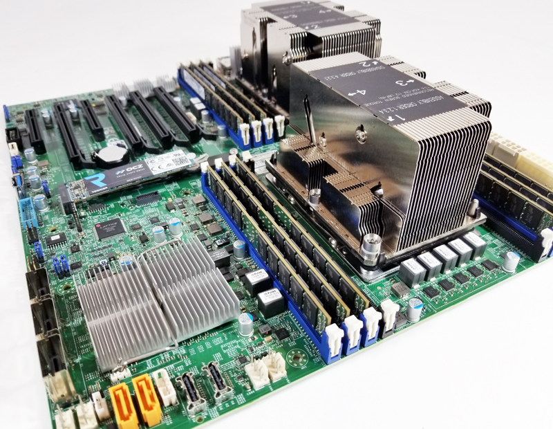 Supermicro X11DPi NT Heat Sinks Installed