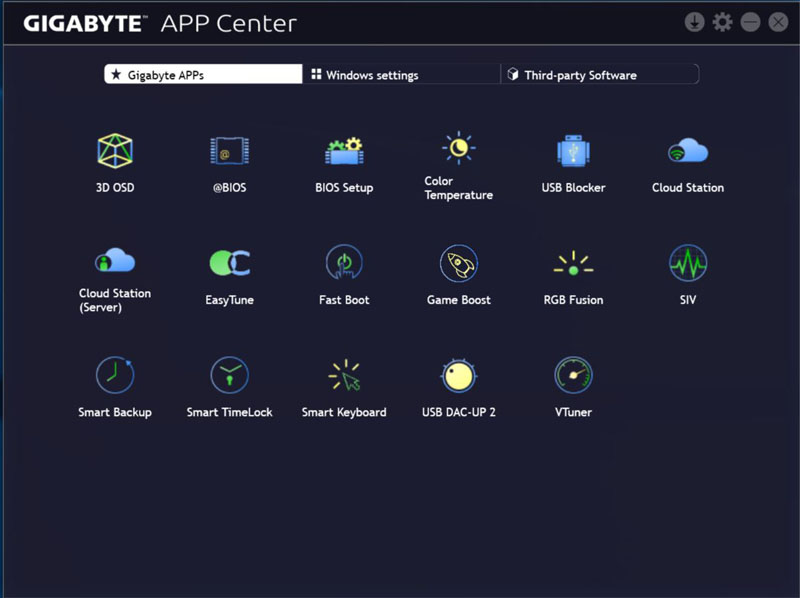 Gigabyte X399 Designare EX App Center
