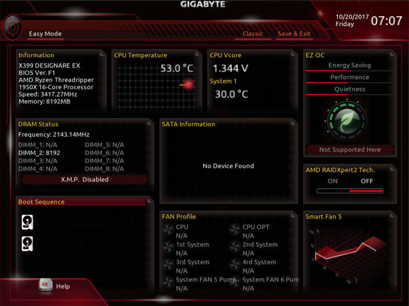 Gigabyte X399 Designare EX BIOS Easy Mode