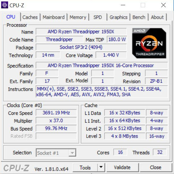 Gigabyte X399 Designare EX CPUz