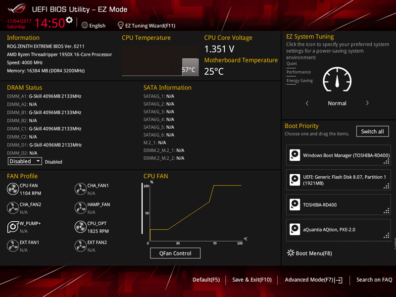 ASUS X399 Zenith Extreme BIOS EZ Mode