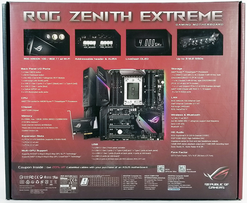 ASUS X399 Zenith Extreme Retail Box Back