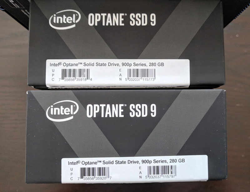 Intel Optane 900p 280GB Side By Side UPC