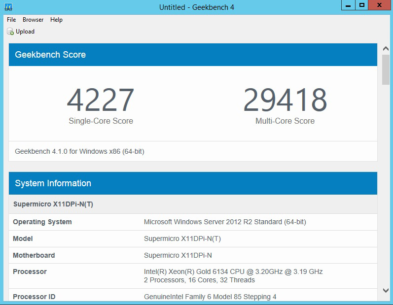 Supermicro X11DPi N Geekbench 4