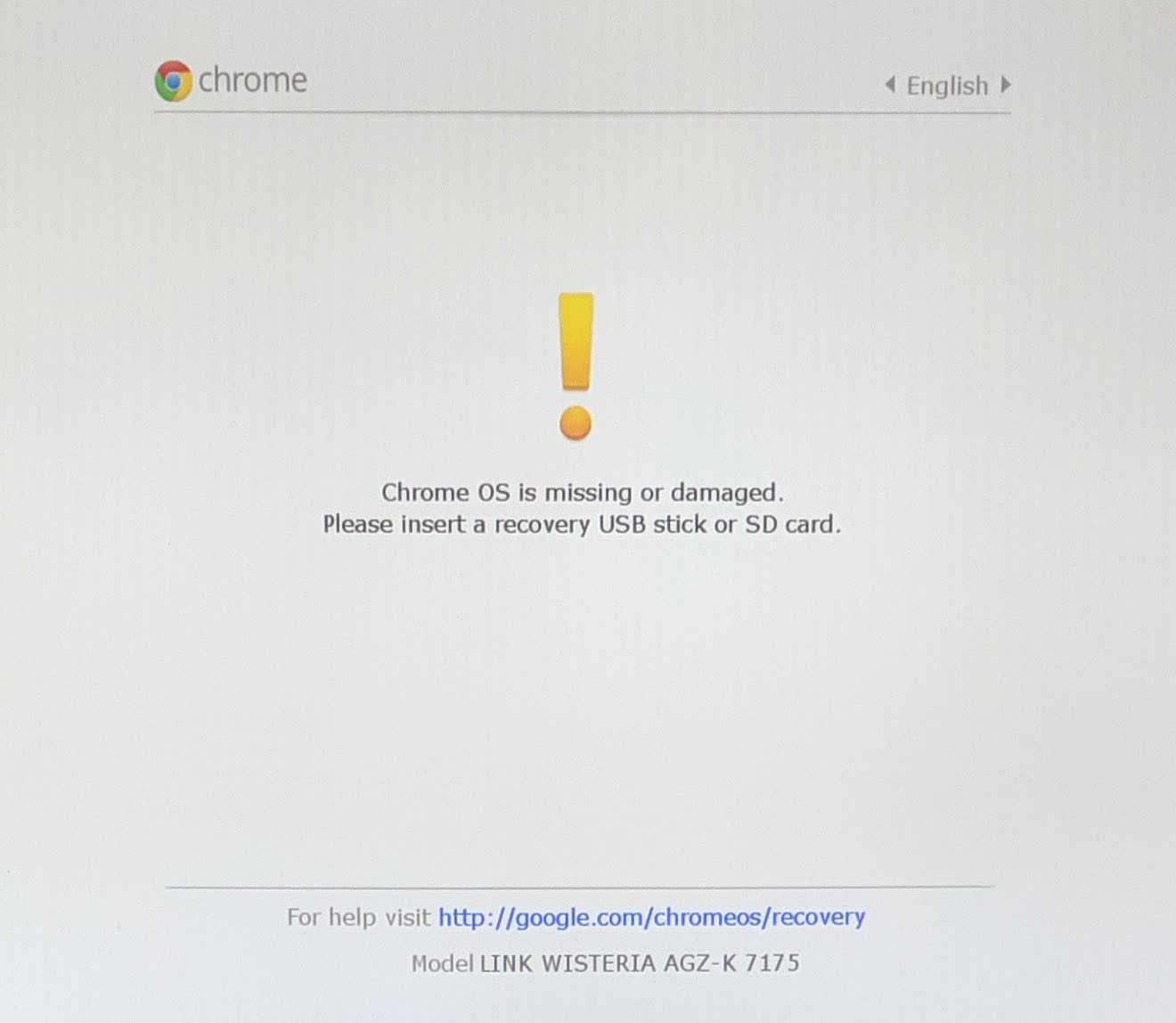 Google Chrome OS Is Missing Or Damaged