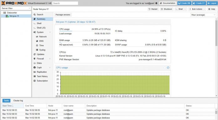 Proxmox VE 5 Initial Installation Checklist Proxmox VE 5 Web UI