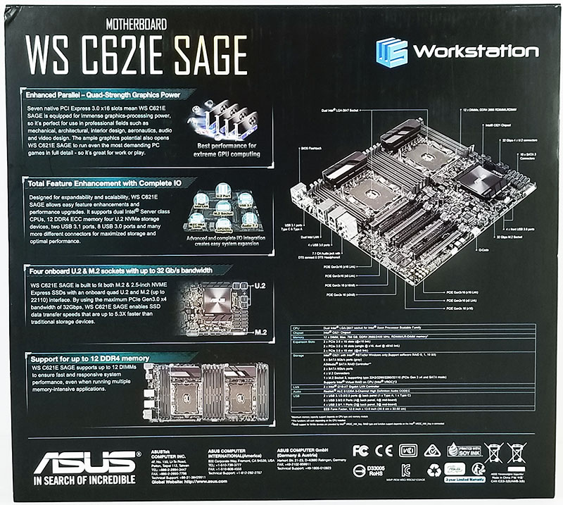 ASUS WS C621E SAGE Box Back