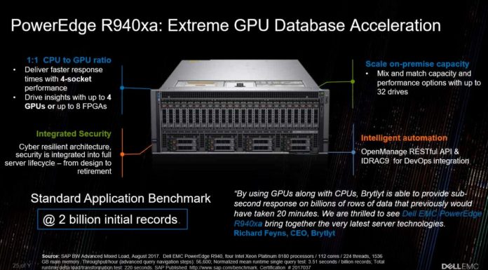 Dell EMC PowerEdge R940xa Announced For GPU Accelerated Databases and Analytics Dell EMC PowerEdge R940xa