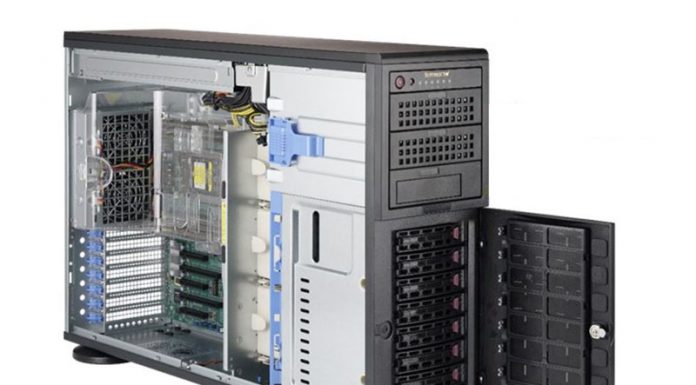 Supermicro AS-4023S-TRT Review Dual AMD EPYC 4U Tower Server Supermicro AS 4023S TRT Front Open View