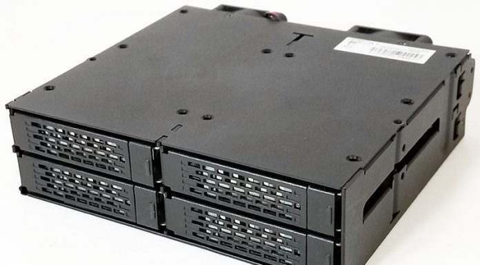 Icy Dock ToughArmor MB699VP-B 4-Bay 2.5” NVMe U.2 SSD Mobile Rack Review Icy Dock ToughArmor MB699VP B 4 Bay U2 NVMe Hot Swap Enclosure Front