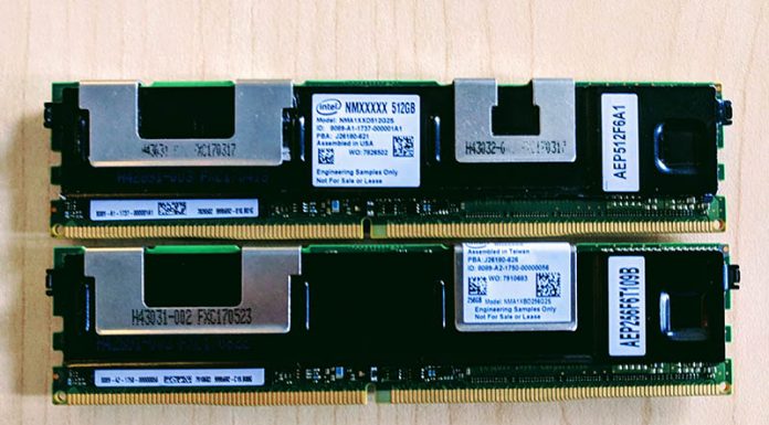 Intel Optane DC Persistent Memory Sampling Today Revenue Delivery 2018 Intel Optane Persistent Memory Modules Front And Back 1