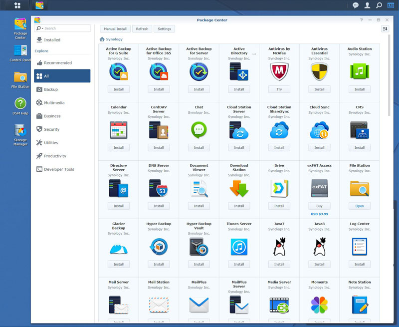 Synology DS1618+ DSM Packages