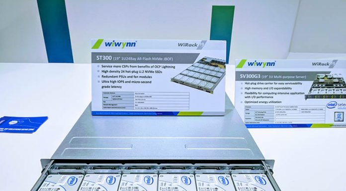 Wiwynn ST300 1U 24 bay U.2 NVMe JBOF Wiwynn ST300 24 Bay U.2 1U JBOF