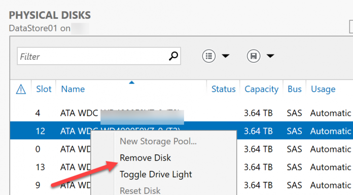 Windows Server 2016 Storage Spaces How to Replace a Failed Hard Drive Windows Storage Server 2016 Storage Spaces Remove Failed Drive 1