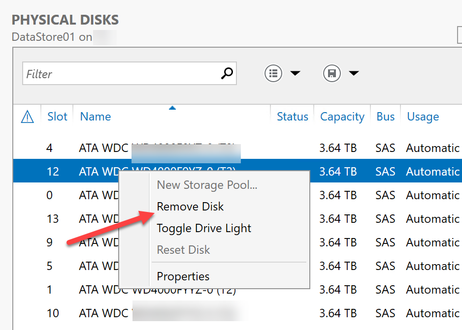Windows Storage Server 2016 Storage Spaces Remove Failed Drive 1