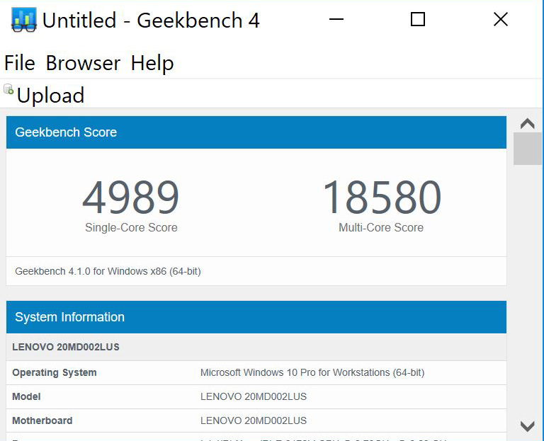 Lenovo ThinkPad P1 GeekBench CPU
