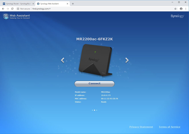 Synology MR2200ac Web Assistant