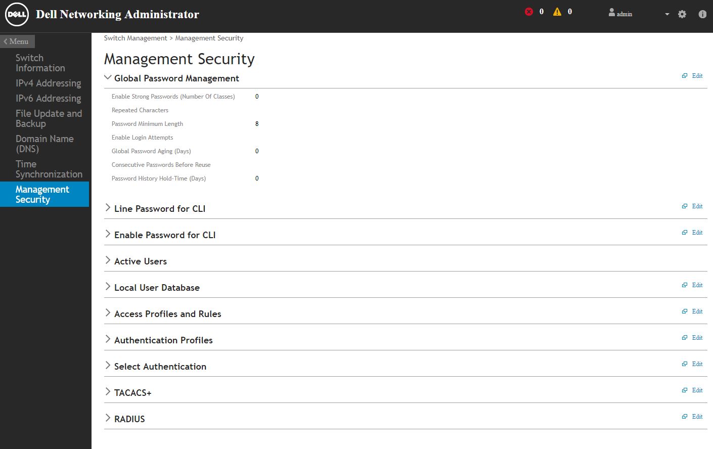 Dell Networking X Series Management Security