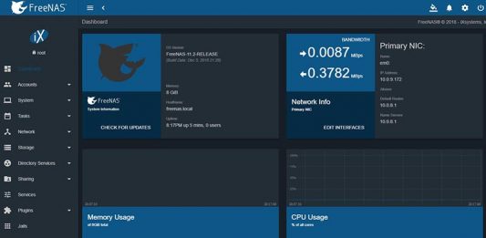 FreeNAS 11.2 Release Dashboard