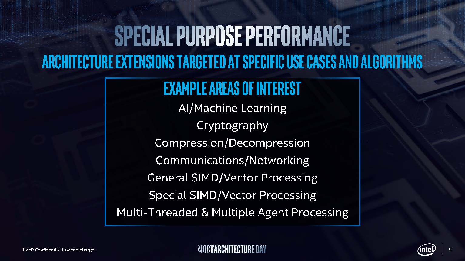 Intel Architecture Day 2018 CPU Core Special Purpose Performance