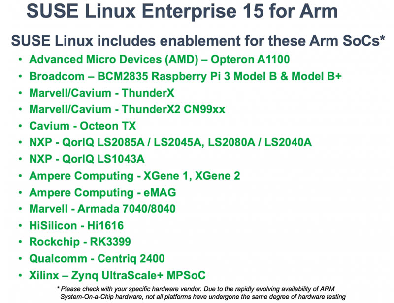 SUSE Linux Enterprise Server 15 Arm CPU Support SLES