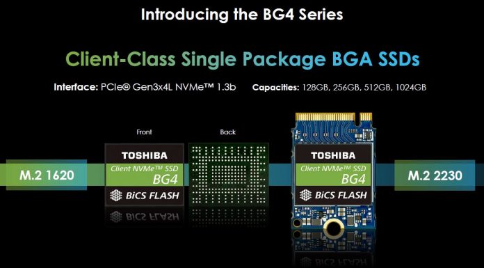 Toshiba BG4 Single Package NVMe SSD Launched Toshiba BG4 Series BGA NVMe SSD