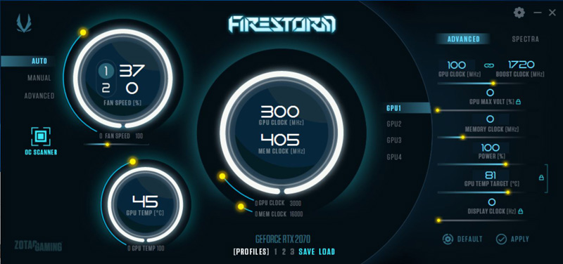 ZOTAC RTX2070 Blower OC Scanner OC Setting