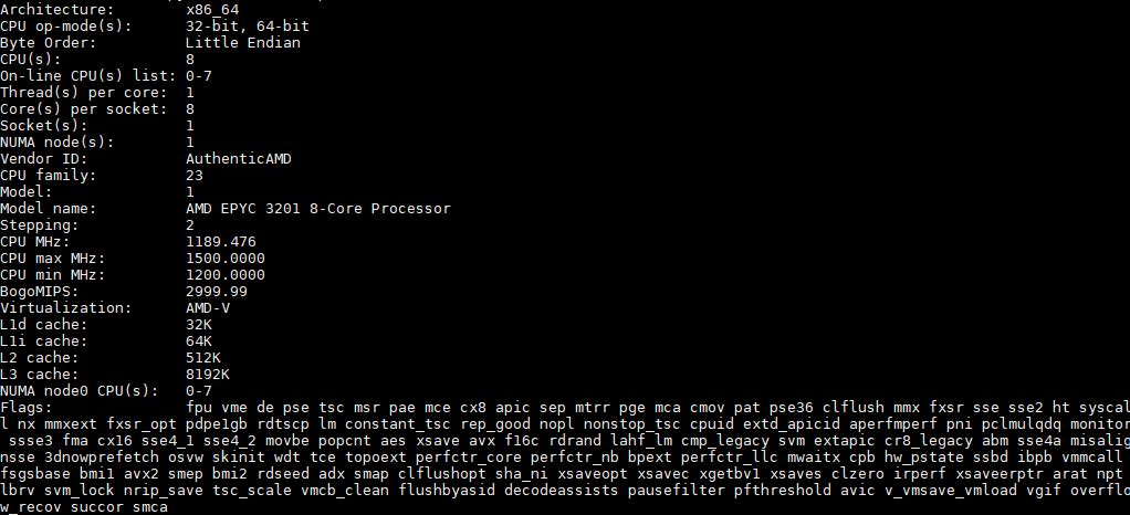 AMD EPYC 3201 Lscpu