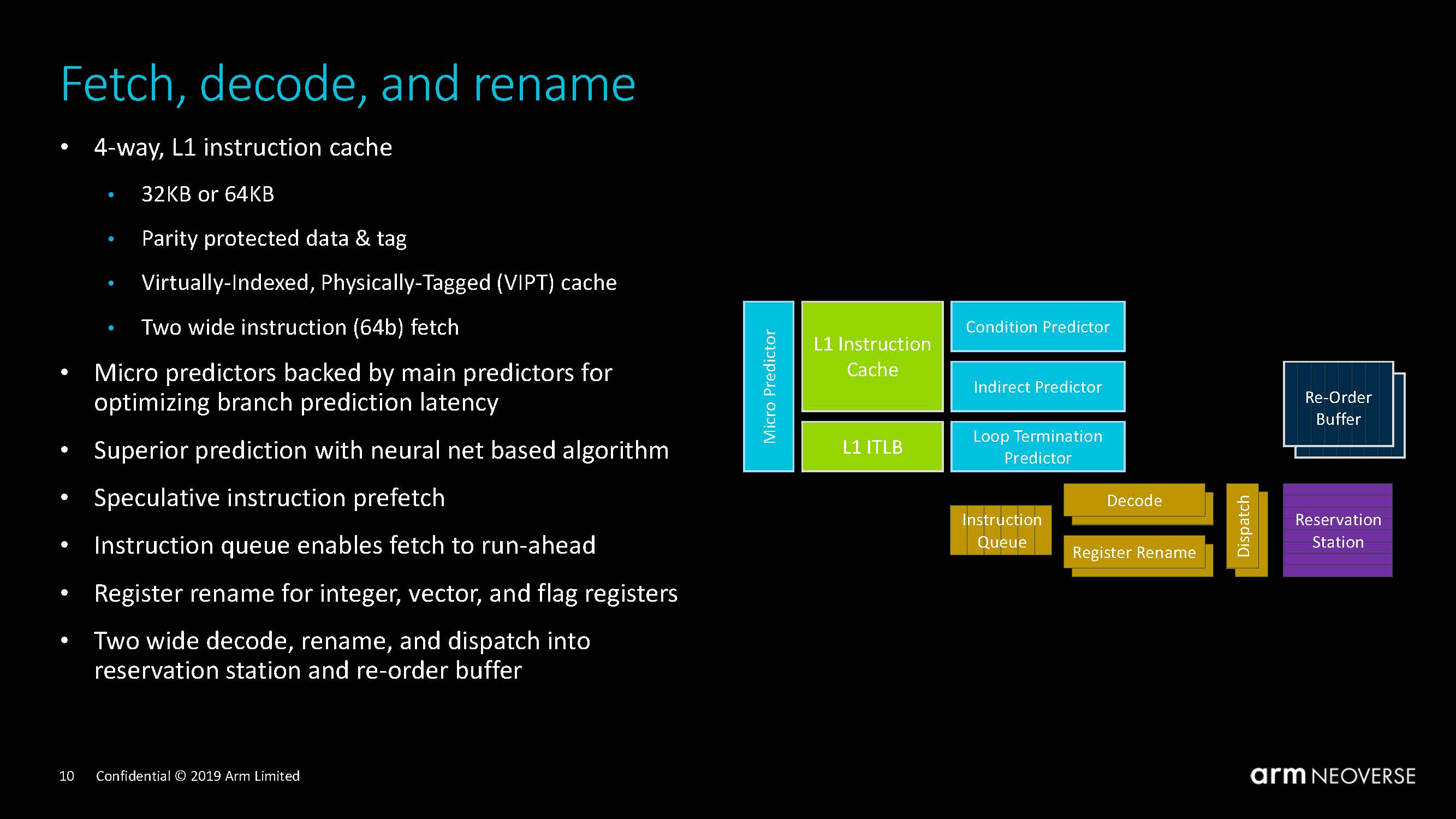 Arm Neoverse Tech Day 2019 Fetch Decode Rename