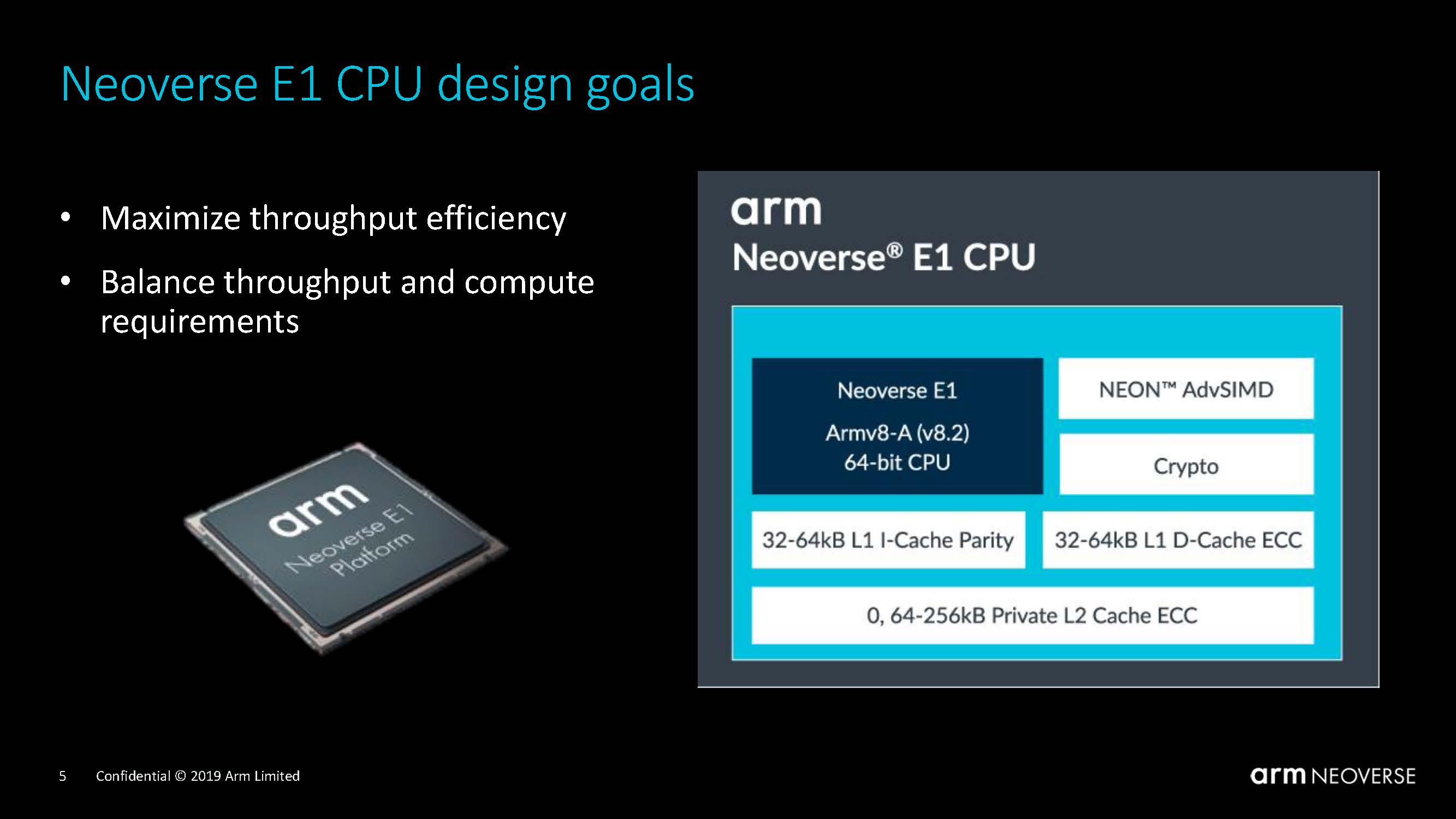 Arm Neoverse Tech Day 2019 Neoverse E1 Design Goals