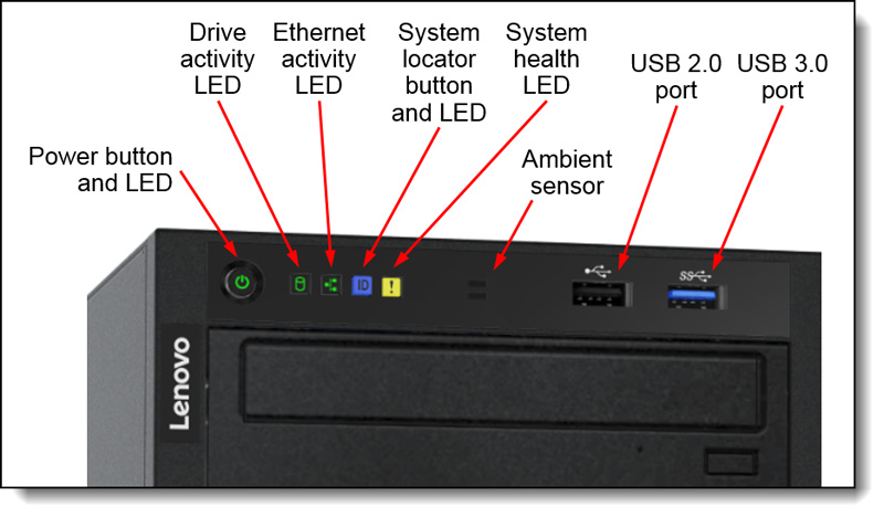 Lenovo ThinkSystem ST550 Tower Front Panel Status LEDs