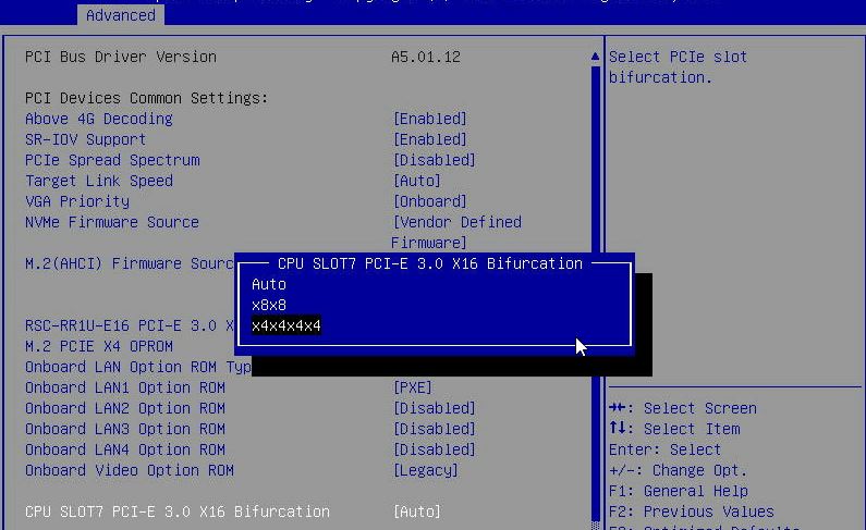 Supermicro M11SDV LN4F PCIe Bifurcation