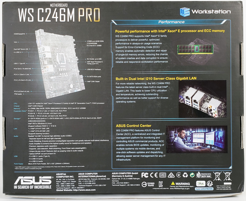 ASUS WS C246M Pro Motherboard Box Back