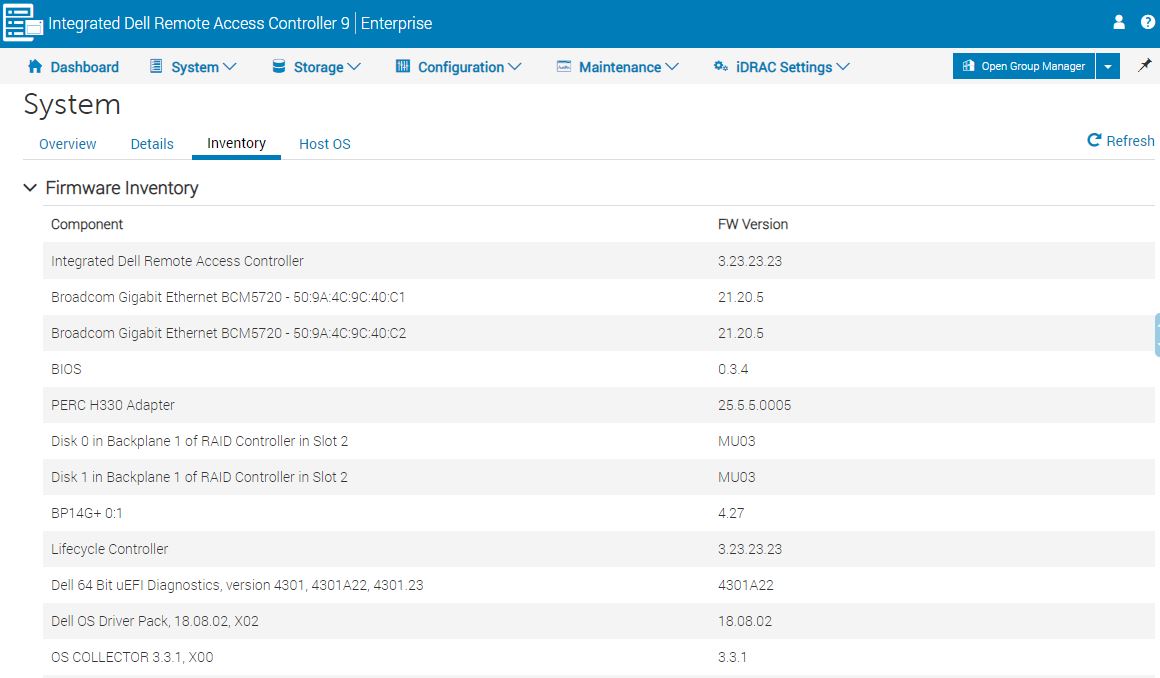 Dell EMC PowerEdge R240 IDRAC 9 Inventory