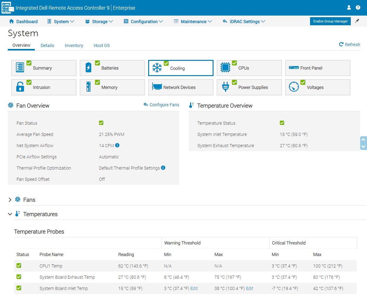 Dell EMC PowerEdge R340 IDRAC 9 Monitoring