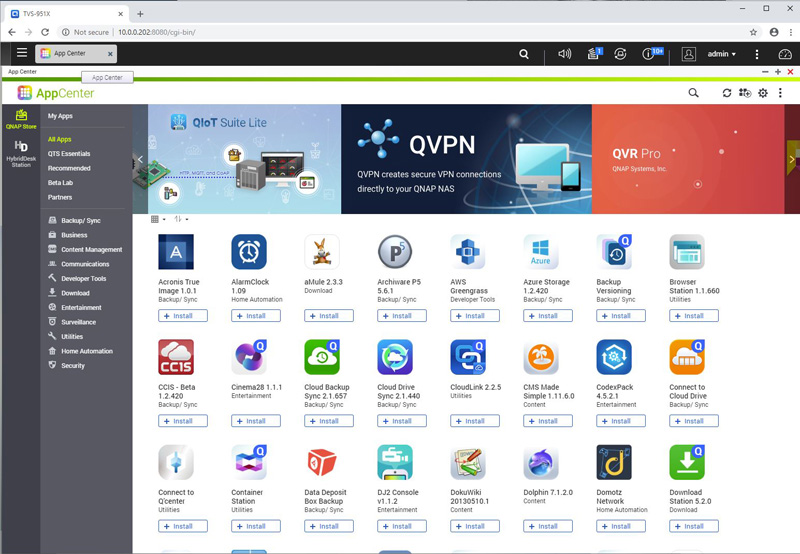 QNAP TVS 951X QTS Applications