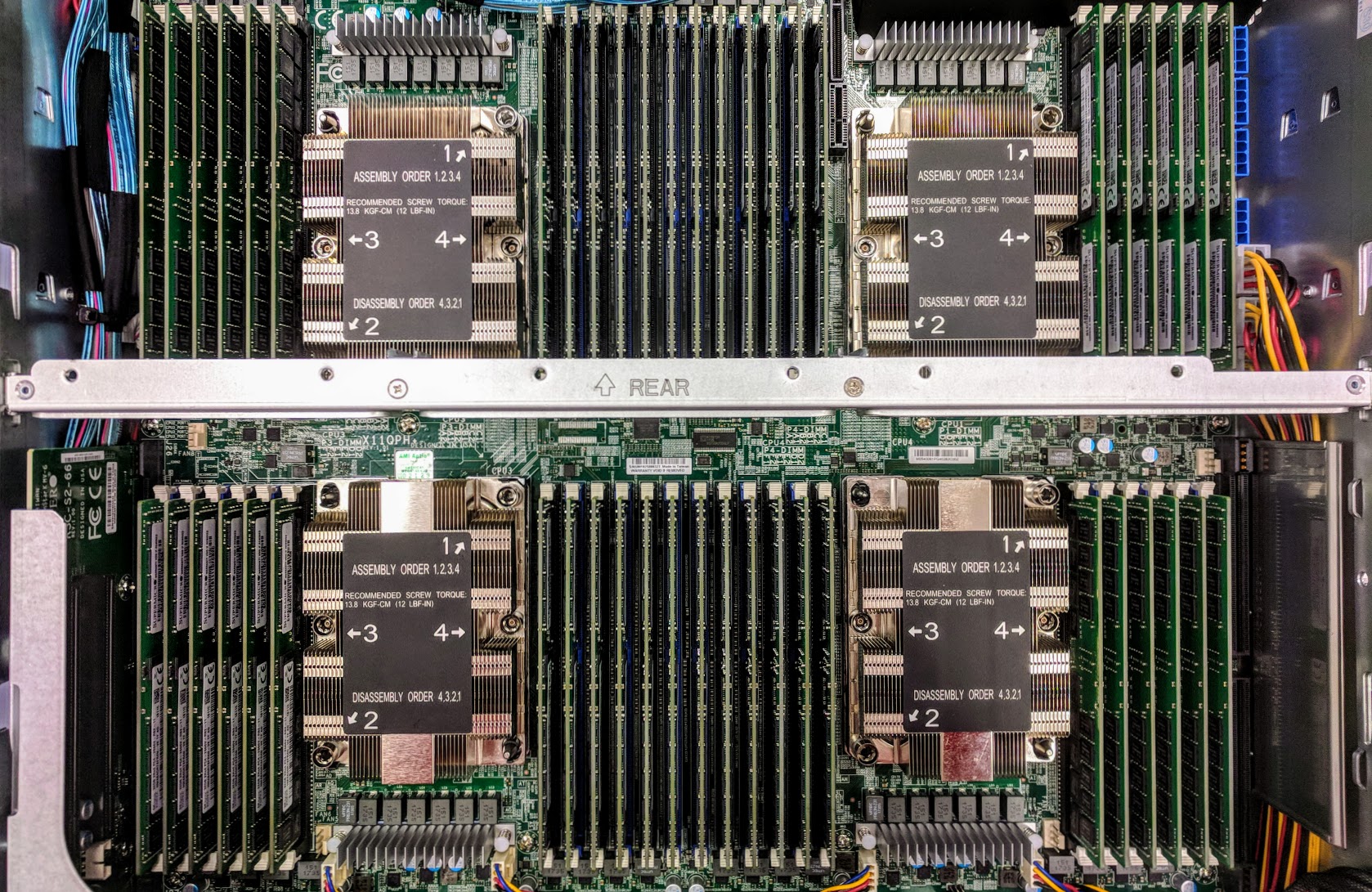 Supermicro SYS 2049U TR4 Four Xeon Platinum And 48x 32GB DDR4 DIMMs Installed